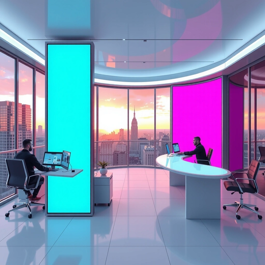 Oficina futurista de Pechiond con tecnología avanzada