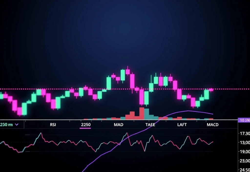 Gráficos de velas japonesas con indicadores técnicos en tiempo real